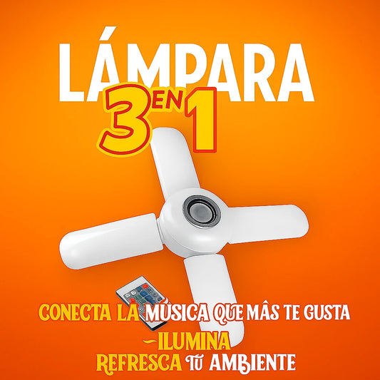 Lámpara LED + Bocina Bluetooth +Aspas Multicolores - ¡Crea el ambiente perfecto con tu música favorita!